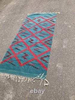 100% Wool Navajo Southwestern Bohemian Runner Rug 3x6.6 ft Hand Woven Gorgeous