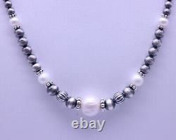 10mm Graduated White Pearl & Sterling Silver AAA Grade Formal Elegant Necklace