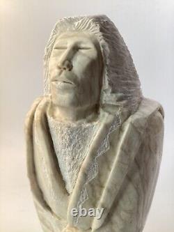 11 Carved Alabaster Native American Navajo Indian Sculpture Signed Tjze