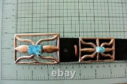 13ozt TRUDY PARKER Navajo CONCHO BELT TUFA CAST Sterling Silver TURQUOISE buckle