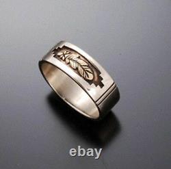 14K Gold Feather Ring with Sterling Silver Erick Begay TO12W