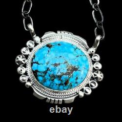 18 Kingman Spiderweb Turquoise Necklace Sterling silver Navajo Daniel Benally