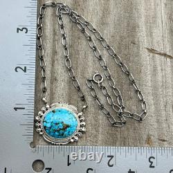 18 Kingman Spiderweb Turquoise Necklace Sterling silver Navajo Daniel Benally
