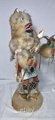 18 Native American Wood Figure Navajo Kachina Wolfman Wolf Irene Mcbrown