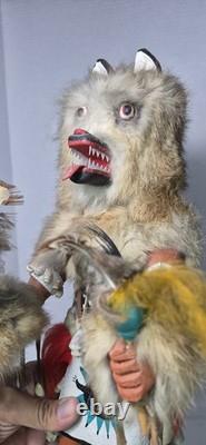 18 Native American Wood Figure Navajo Kachina Wolfman Wolf Irene Mcbrown