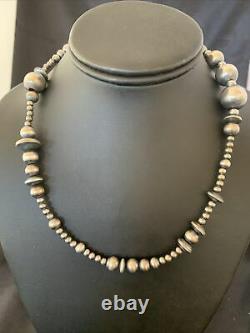 18 Navajo Pearls Native American Sterling Silver Mixed Bead Necklace Gift 11815
