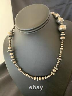 18 Navajo Pearls Native American Sterling Silver Mixed Bead Necklace Gift 11815