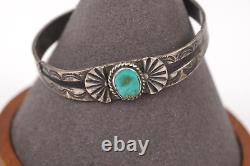 1940's Native American Navajo Turquoise 925 Bangle Cuff Bracelet SIze 6 READ