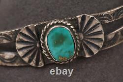 1940's Native American Navajo Turquoise 925 Bangle Cuff Bracelet SIze 6 READ