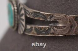 1940's Native American Navajo Turquoise 925 Bangle Cuff Bracelet SIze 6 READ