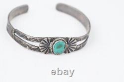 1940's Native American Navajo Turquoise 925 Bangle Cuff Bracelet SIze 6 READ