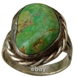 1940s Hand Constructed Navajo Cerrillos Turquoise Coin Silver Ringsz10