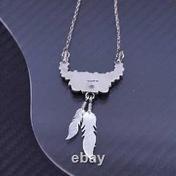 20 Native American Navajo Jeff Largo sterling silver 925 necklace feather