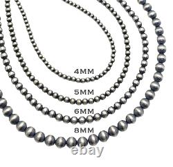 24 Navajo Pearls Sterling Silver 5mm Beads Necklace