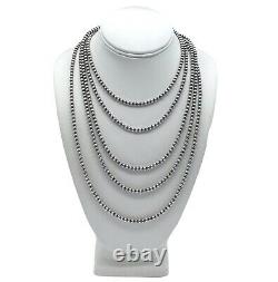 24 Navajo Pearls Sterling Silver 6mm Beads Necklace