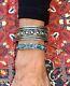 (2)-tribal Turquoise Navajo Style Oxidized Sterling Silver Plated Cuff Bracelets