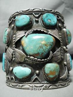 300 Grams Big Best Vintage Men's Navajo Turquoise Sterling Silver Bracelet