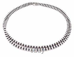 30 Navajo Pearls Sterling Silver 5mm Beads Necklace