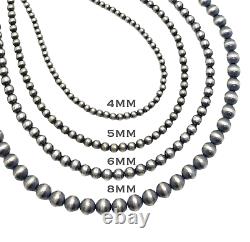 30 Navajo Pearls Sterling Silver 5mm Beads Necklace