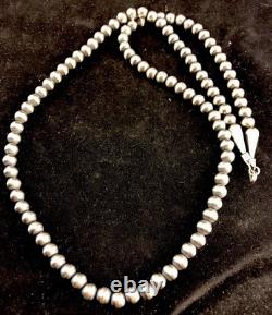 3mm Sterling Silver Navajo Pearls 20 Hook Eye Cone Necklace