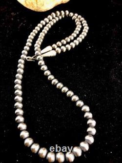 3mm Sterling Silver Navajo Pearls 20 Hook Eye Cone Necklace