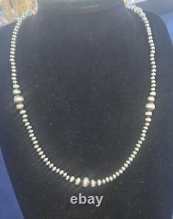 4-8mm Navajo Pearls Necklace 925 Sterling Silver Real Genuine Navajo Pearls 20in