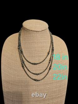 4-8mm Navajo Pearls Necklace 925 Sterling Silver Real Genuine Navajo Pearls 20in