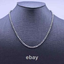 4mm Navajo Pearls Necklace. 925 Sterling Silver Real Genuine Navajo Pearls