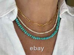 5mm Genuine Kingman Arizona Blue Green Turquoise Rondelle Beaded Boho Necklace