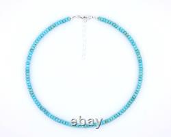5mm Genuine Kingman Arizona Blue Green Turquoise Rondelle Beaded Boho Necklace