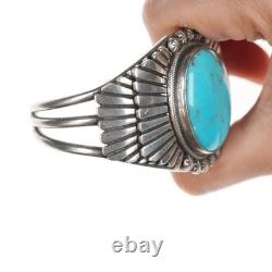 6.5 Ernest Bilagody Navajo silver and turquoise cuff bracelet