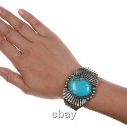 6.5 Ernest Bilagody Navajo silver and turquoise cuff bracelet