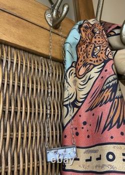 925 Sterling Silver Native American Navajo Made Tia Long Wildhorse Bar Necklace