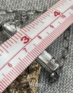 925 Sterling Silver Native American Navajo Made Tia Long Wildhorse Bar Necklace