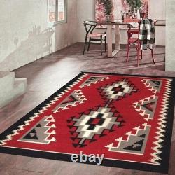9×12 Ft Southwest Red Navajo Wool Rug Native American Style Aztec Large Area Rug