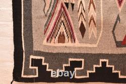 ATQ LARGE Navajo Rug Native American Indian 55x38 Pictorial Feather Teec Nos Pos