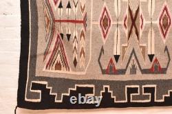 ATQ LARGE Navajo Rug Native American Indian 55x38 Pictorial Feather Teec Nos Pos