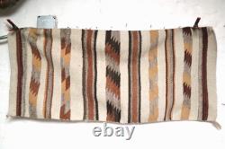 ATQ LARGE Navajo Rug Native American Indian Weaving 46x21 Wide Ruins Striped Vtg