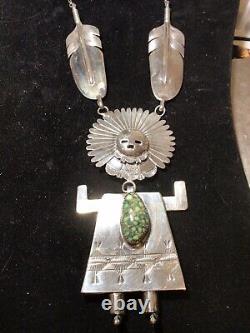 A Native American Sterling Silver and Turquoise Kachina Pendant, Bennie Ration