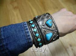 Alice Platero Native American Navajo Turquoise Sterling Cuff Bracelet Large Size