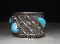 Alice Platero Native American Navajo Turquoise Sterling Cuff Bracelet Large Size