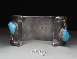 Alice Platero Native American Navajo Turquoise Sterling Cuff Bracelet Large Size