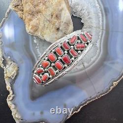 Anita Whitegoat Navajo Native American Sterling Silver Coral Bracelet For Women