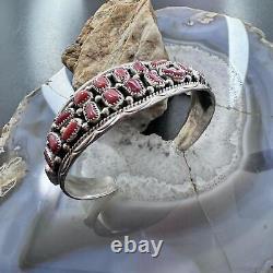 Anita Whitegoat Navajo Native American Sterling Silver Coral Bracelet For Women