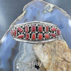 Anita Whitegoat Navajo Native American Sterling Silver Coral Bracelet For Women