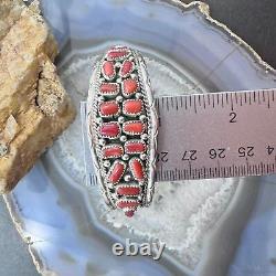 Anita Whitegoat Navajo Native American Sterling Silver Coral Bracelet For Women