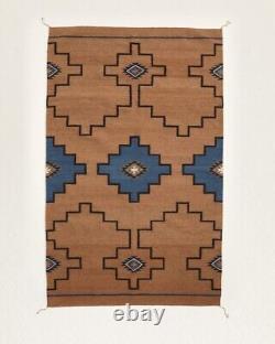 Antique Native American Indian Bohemian Navajo Wool Rug Two Grey Hill Rugs 4'×6