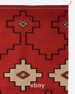 Antique Native American Indian Bohemian Navajo Wool Rug Two Grey Hill Rugs 4'×6