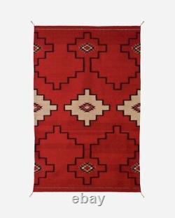 Antique Native American Indian Bohemian Navajo Wool Rug Two Grey Hill Rugs 4'×6