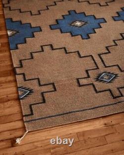 Antique Native American Indian Bohemian Navajo Wool Rug Two Grey Hill Rugs 4'×6